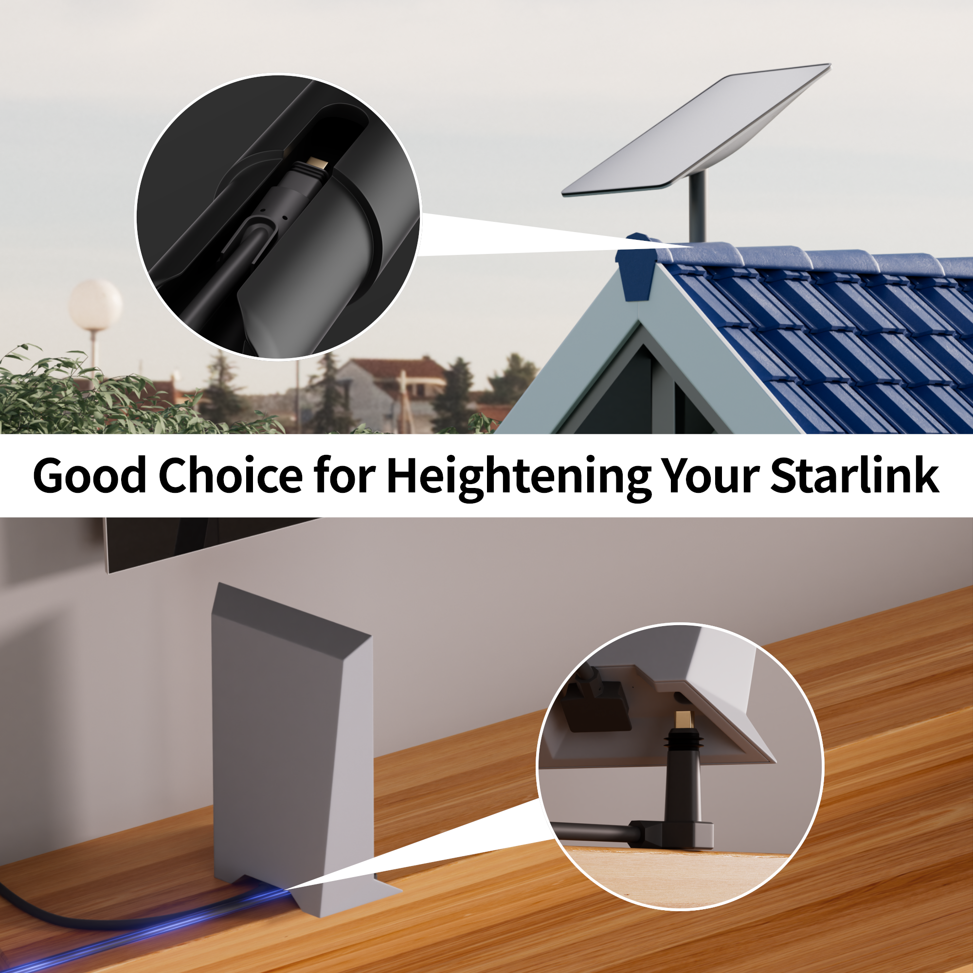 300ft (90m) Ultra-Long Starlink Gen 2 Extension Cable for Large Property, Farm, or Remote Area Installation.