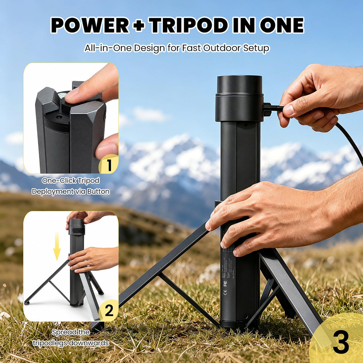 Starlink Mini Foldable Battery Tripod — Up to 8 Hours · 99Wh / 166Wh
