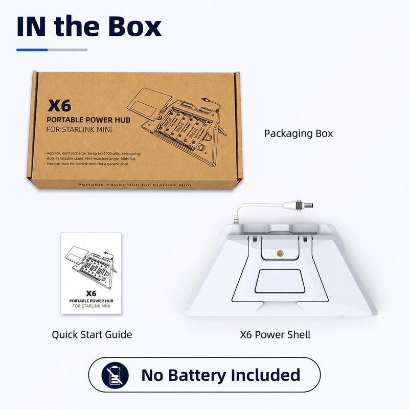 X6 Swappable Battery Power Base Compatible with Starlink Mini