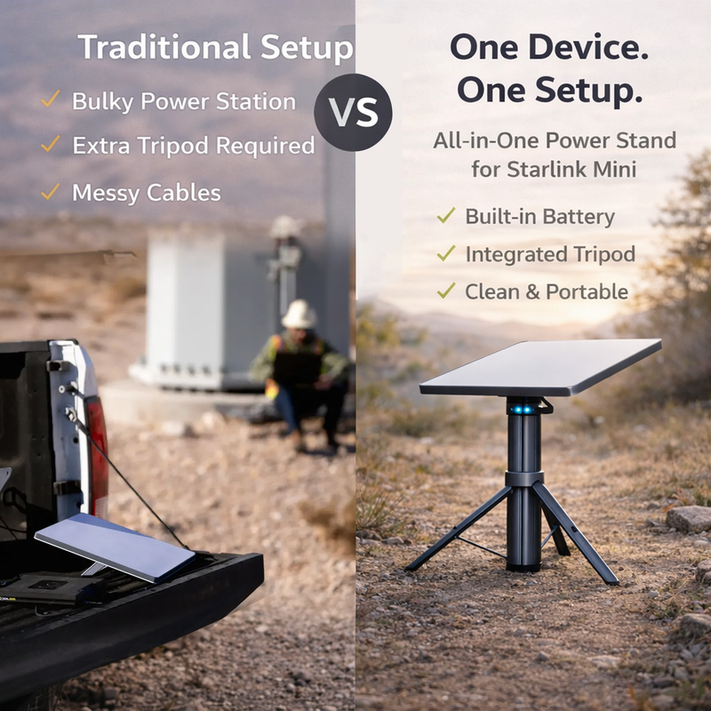 Starlink Mini Foldable Battery Tripod — Up to 8 Hours · 99Wh / 166Wh