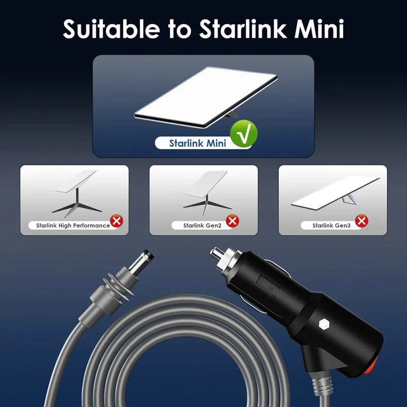 Starlink Mini Cigarette Lighter Power Cable with Switch - 3M/5M