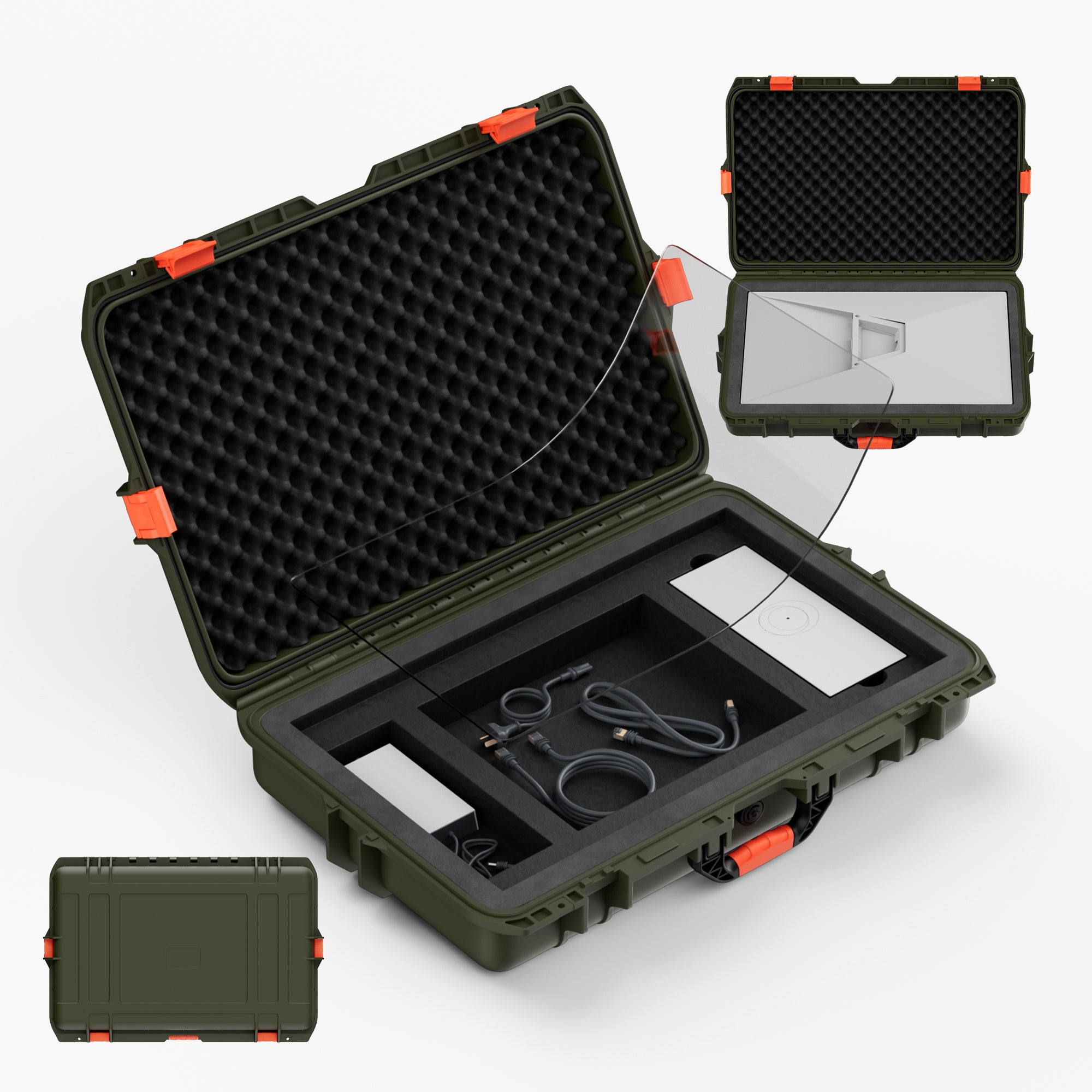 Starlink Gen 3 Waterproof Hard Case in Military Green with Custom EVA Foam Organizer for Complete Satellite Kit Protection.