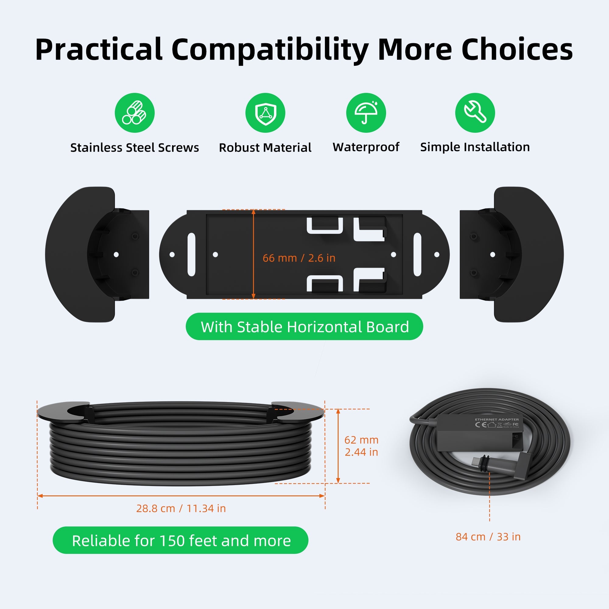 Dedicated Wall-Mount Caddy Securely Houses Your Starlink Ethernet Adapter for Easy Access.