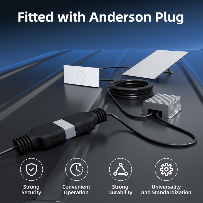Pre-Installed Anderson Plug for Vibration-Proof Connection to Solar Generators, Battery Banks & 4x4 Systems.