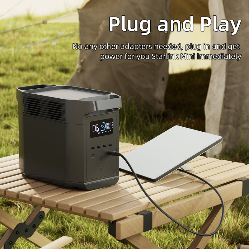 1.5m Tactical Length: Dish in Open, Power Station in Shade for Optimal Off-Grid Setup.