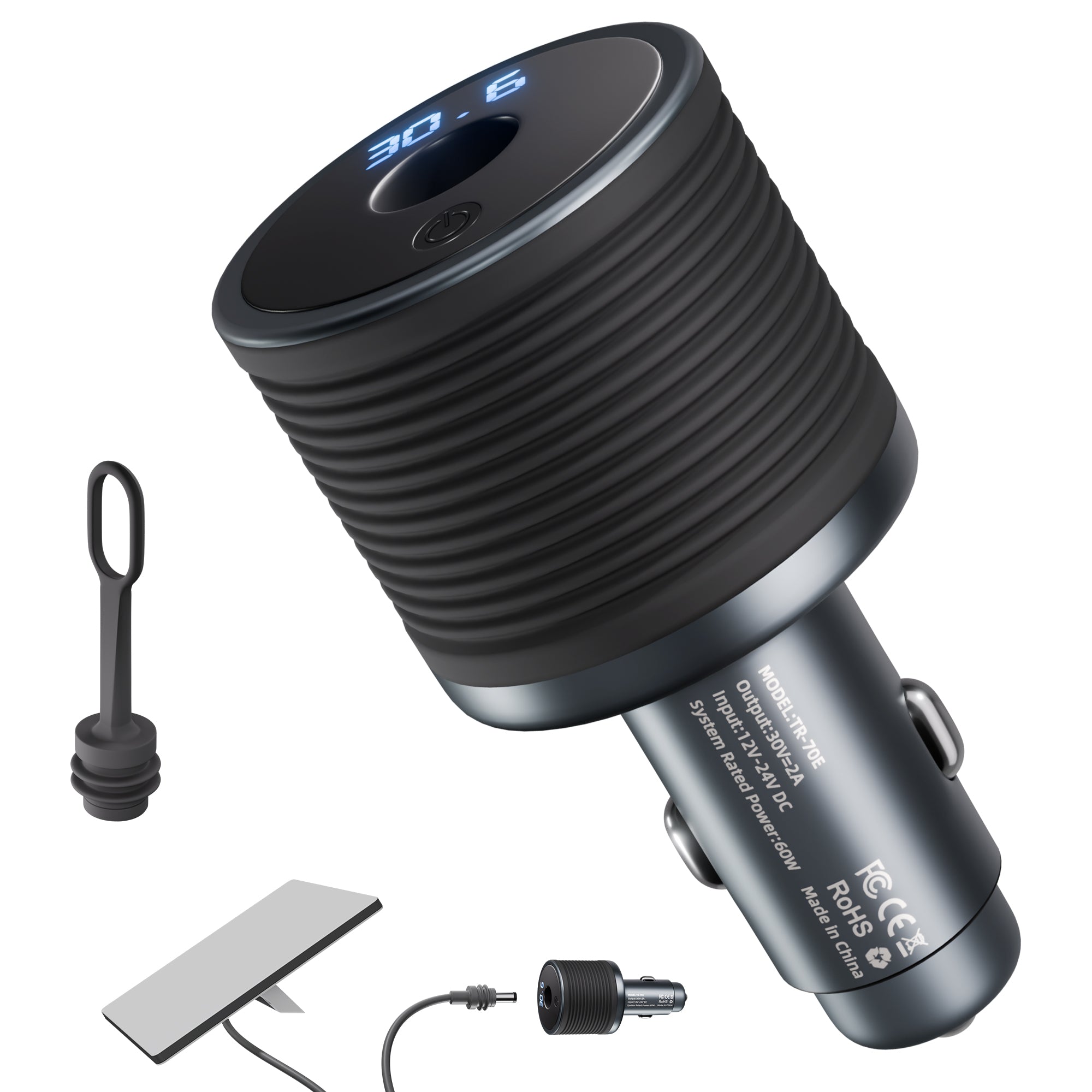 Starlink Mini 12V/24V Car Adapter, 30V 60W Step-Up Converter with LED Display and Smart Touch Control.