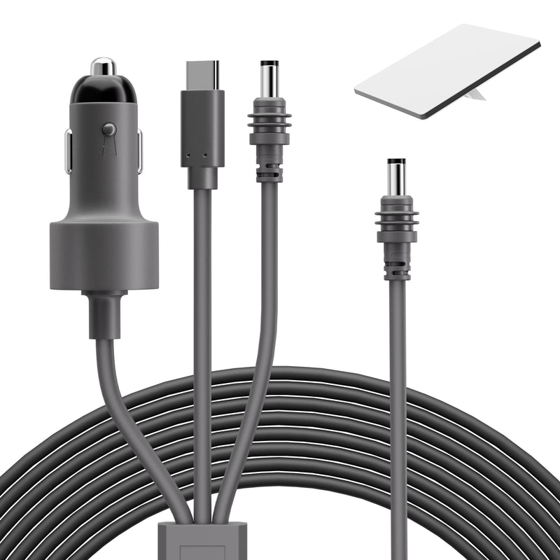 Starlink Mini 3-in-1 Power Cable, 10m with 18V Boost, with USB-C, Car Plug, and DC Barrel Connectors.