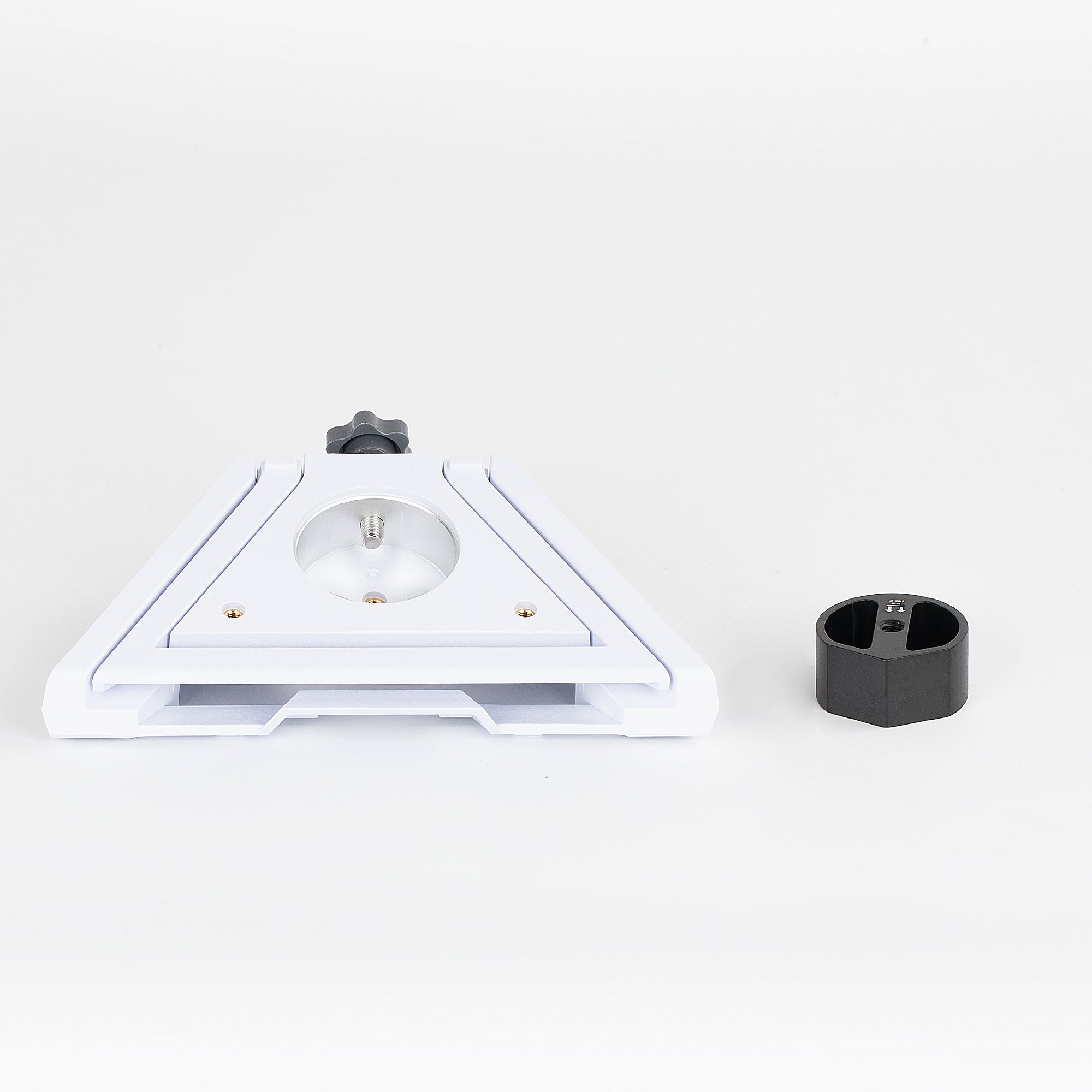 3-in-1 Anatomy: 1. Stable Desktop Kickstand 2. 1.45" Pipe Adapter 3. 1/4" Tripod Thread, Replaces Multiple Parts.