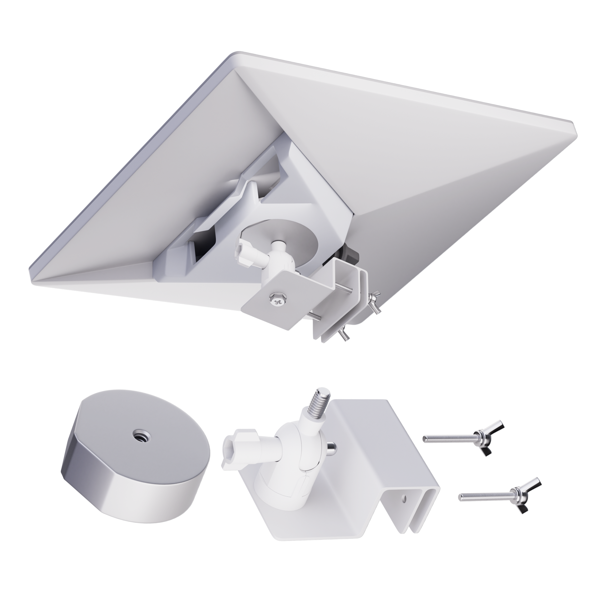 Starlink Mini Adjustable Gutter Mount, No-Drill Installation, Full-Spherical Adjustment, OEM Compatible.