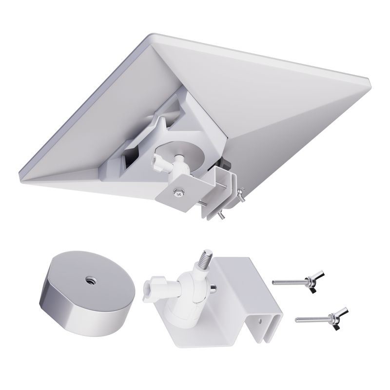 Starlink Mini Adjustable Gutter Mount, No-Drill Installation, Full-Spherical Adjustment, OEM Compatible.