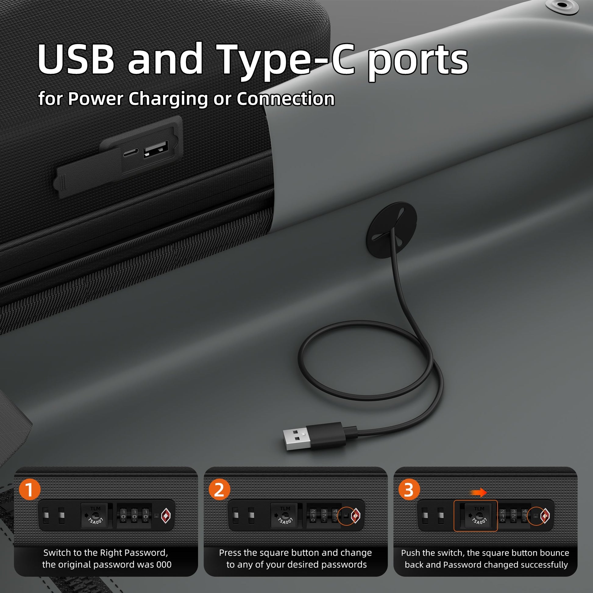 External USB-C and USB-A Charging Ports, Allowing Easy Device Charging from an Internal Power Bank.