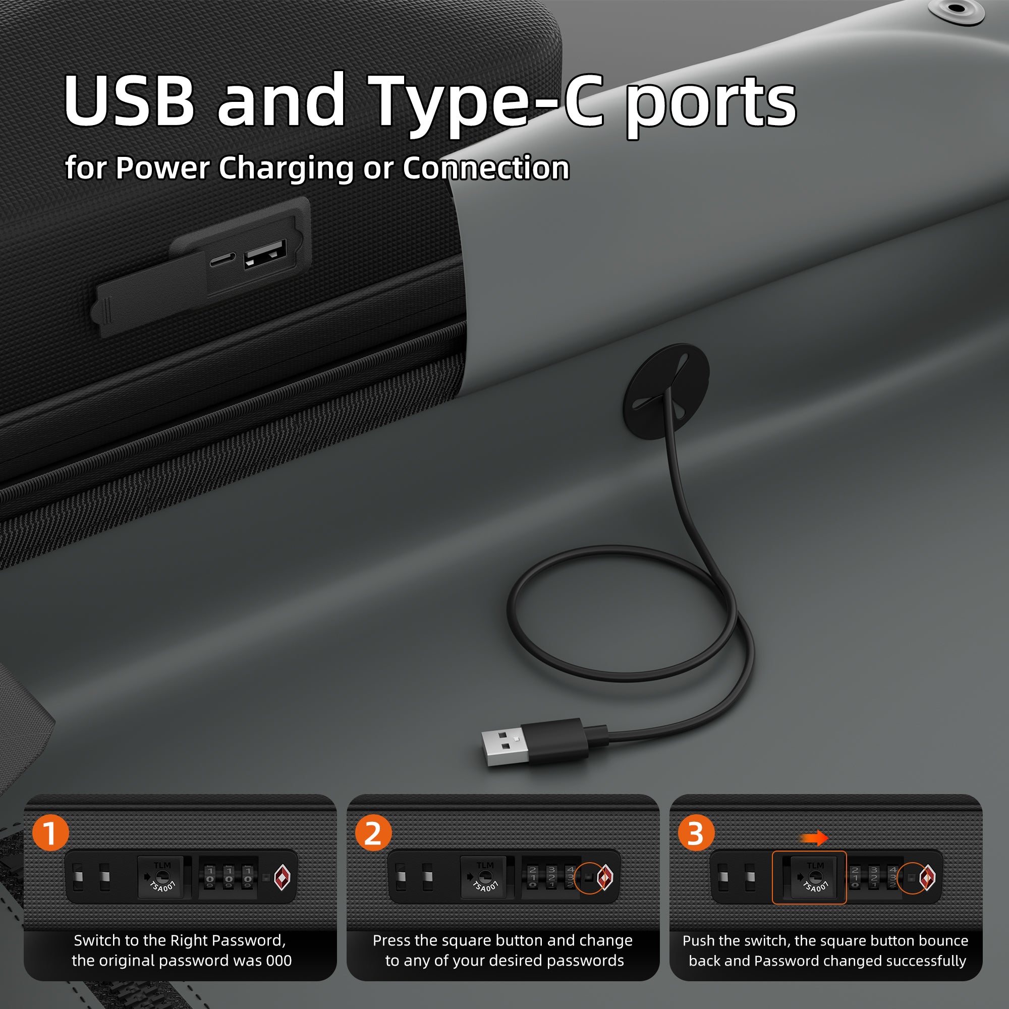 External USB-C and USB-A Charging Ports, Allowing Easy Device Charging from an Internal Power Bank.