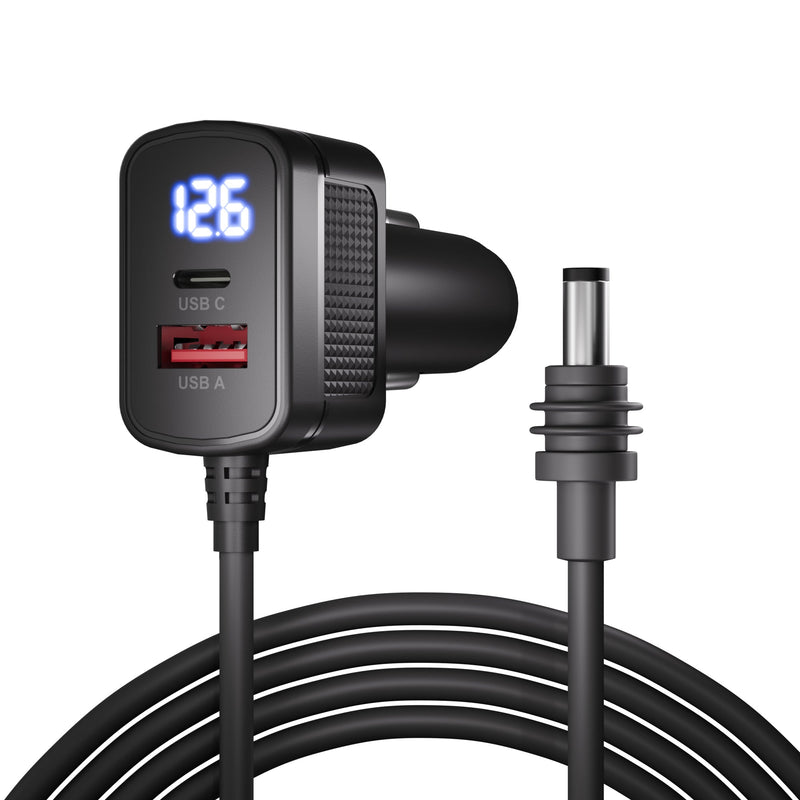Starlink Mini Car Charger, 9.84ft Cable with USB-C/A Ports & Voltmeter, 12V/24V Universal.