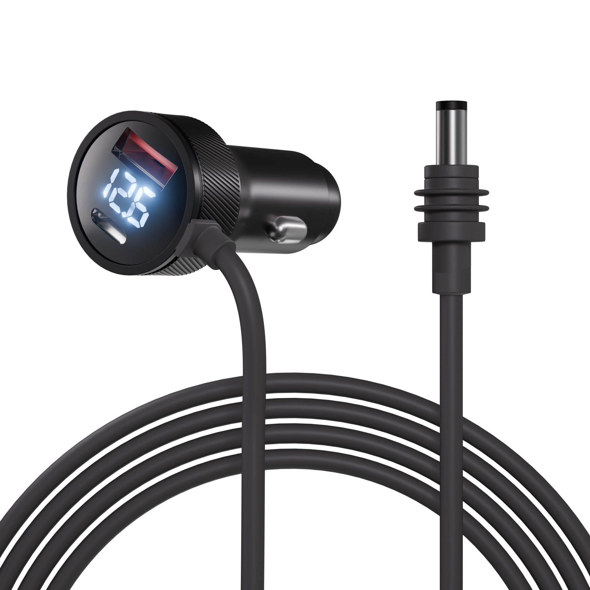 Starlink Mini Car Charger Cable, 9.8ft with Digital Voltmeter, USB-C/A Fast Charge, 12V/24V Universal.
