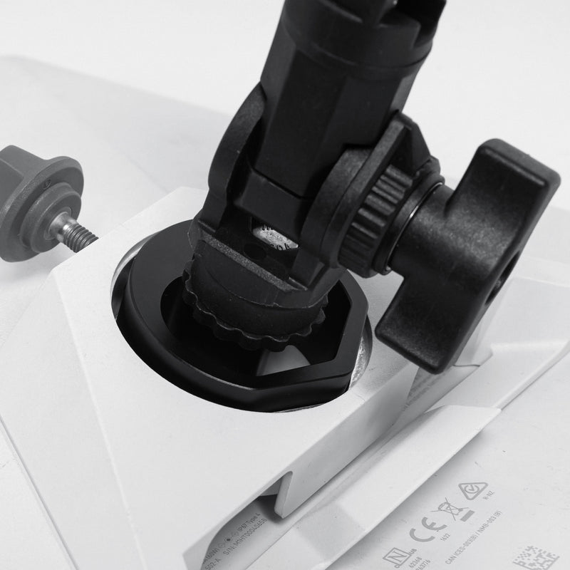 Quick Clamp-On Installation: Clamp Pole, Tighten Knob, Attach Dish, No Tools Needed for Fast Setup.