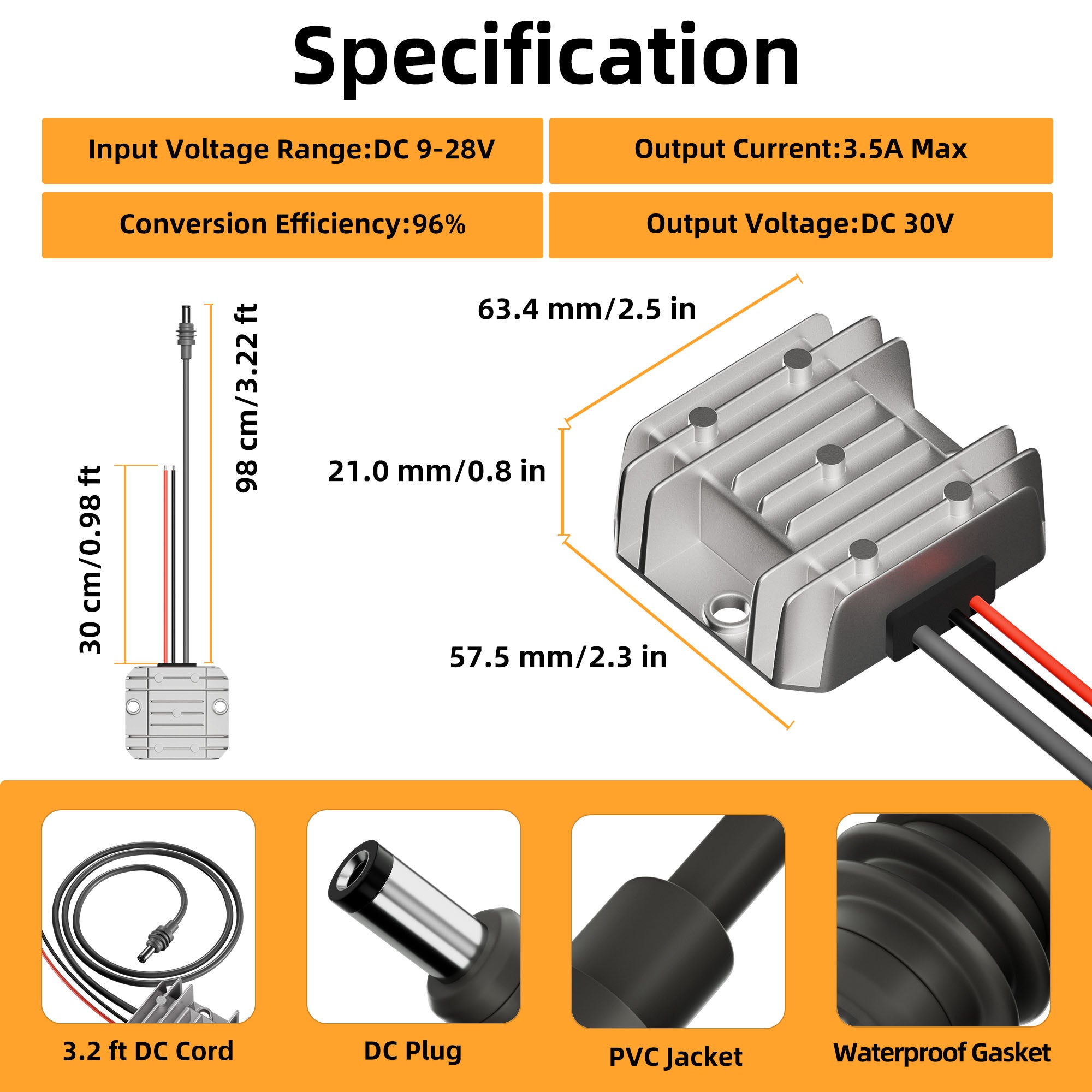 96% Industry-Leading Conversion Efficiency, Stable 30V Output from Any 9-28V Source for Lag-Free Performance.