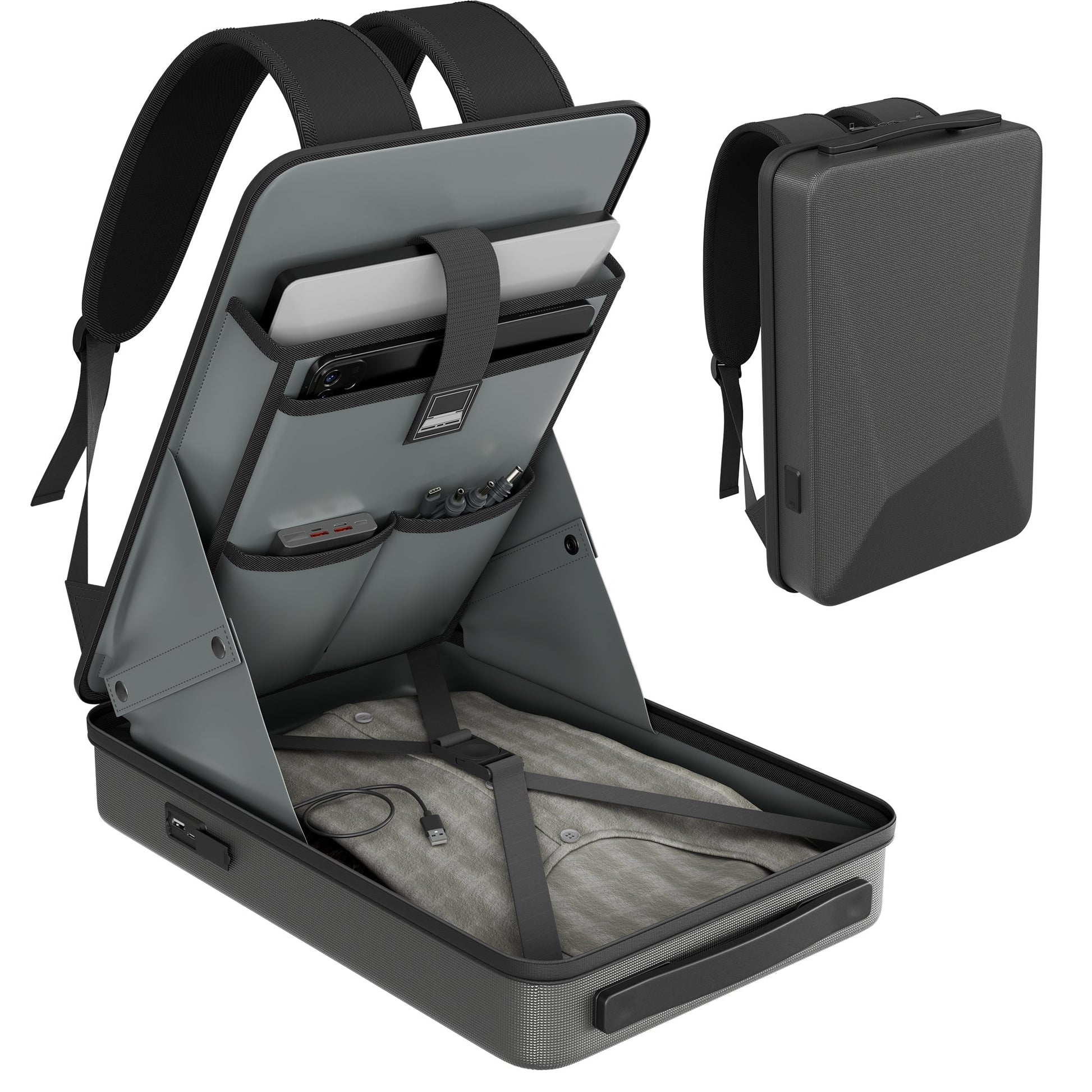 Starlink Mini Hard Shell Travel Backpack with TSA Lock and External USB-C/A Charging Ports for Travel.