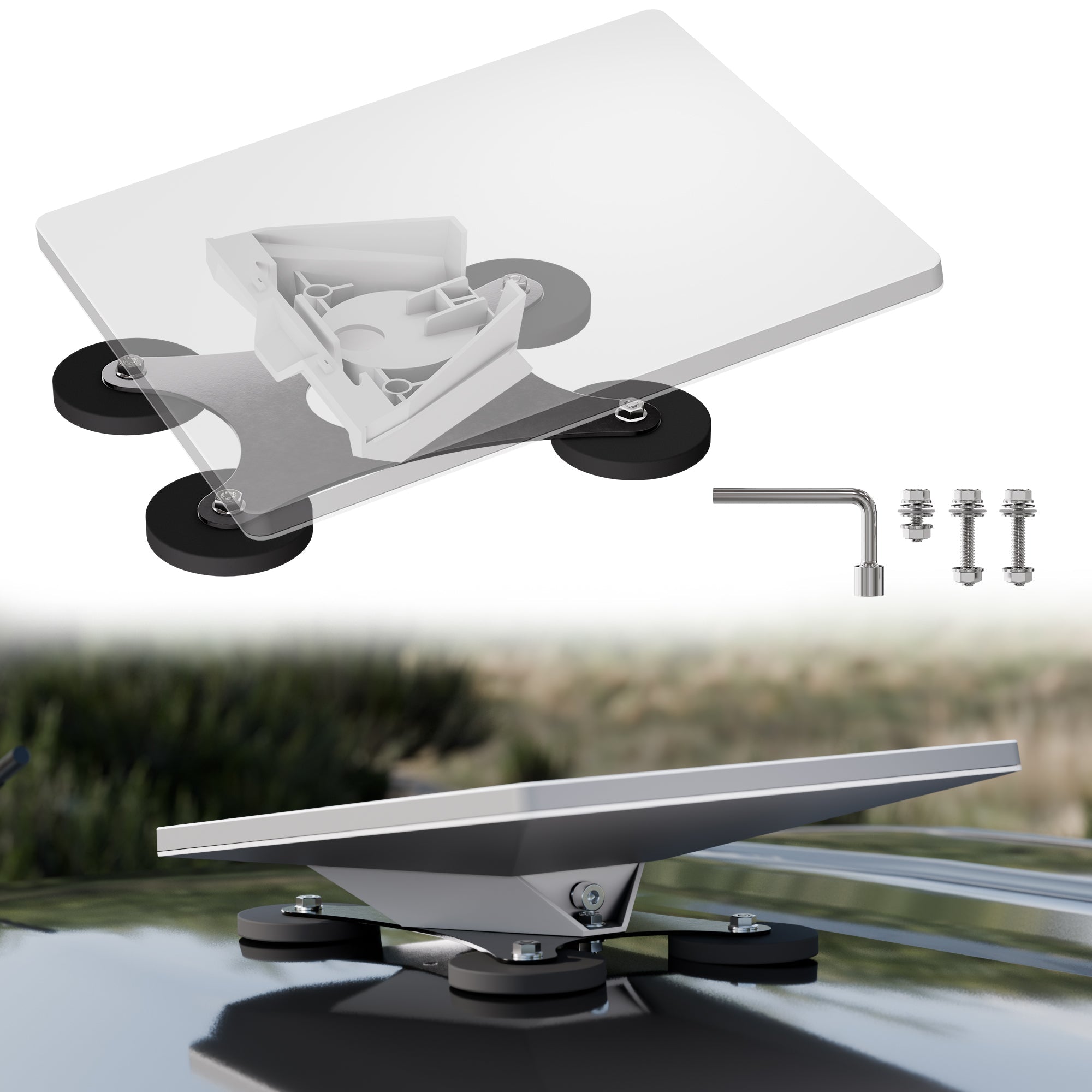 300lbs Industrial Pull Force: Quad Magnet Array for Rock-Solid Hold on Vehicle Roofs at High Speed or in Gales.