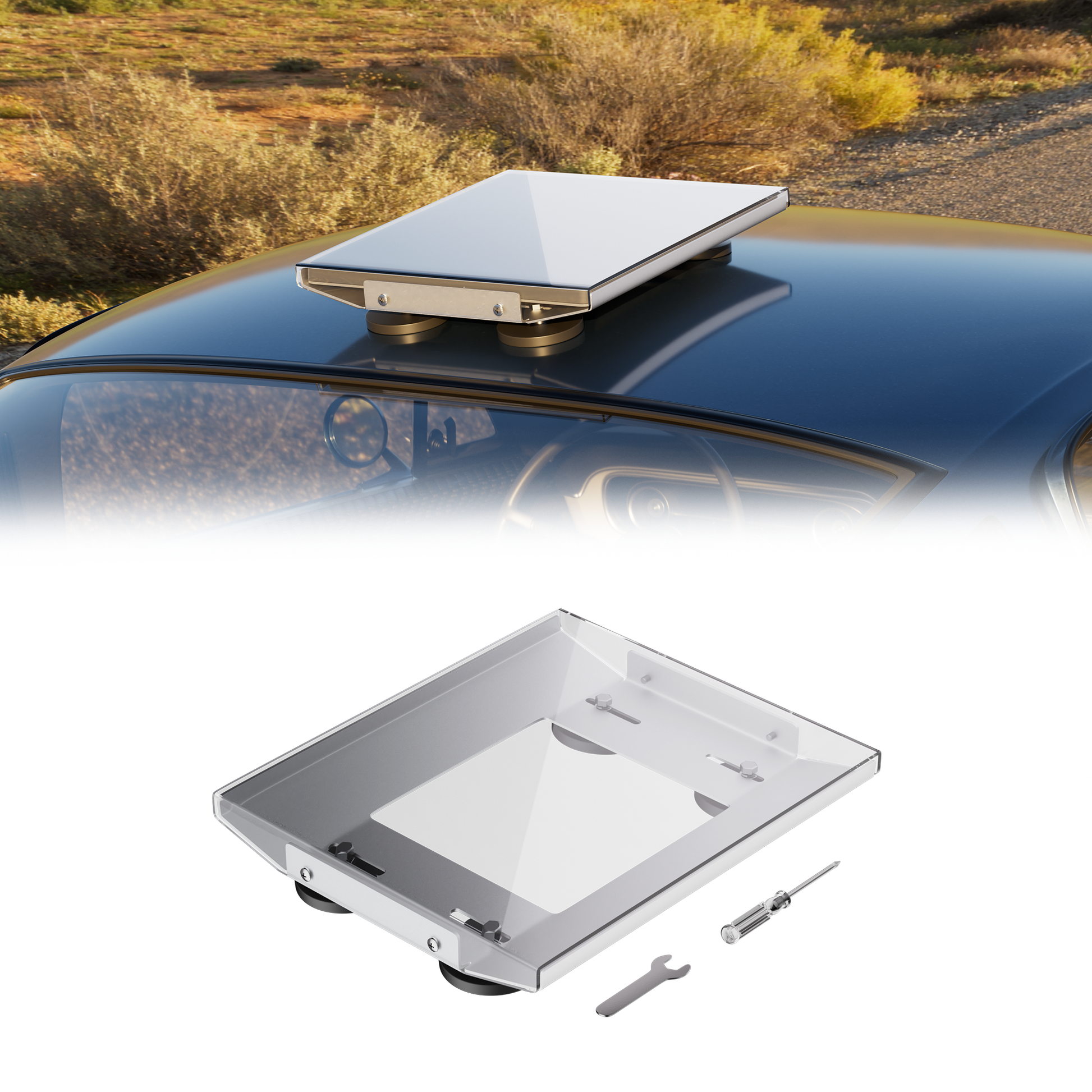 4 Industrial-Strength Base Magnets for Rock-Solid, Non-Slip Attachment to Any Ferrous Roof, No Drill Holes.