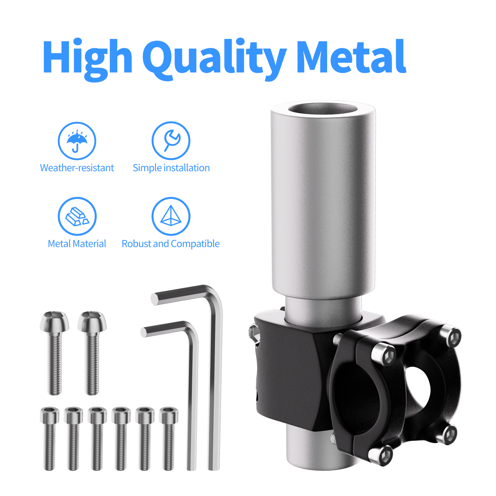 Corrosion-Resistant Aluminum Alloy with Anti-Slip Rubber Pad for Grip and Surface Protection.
