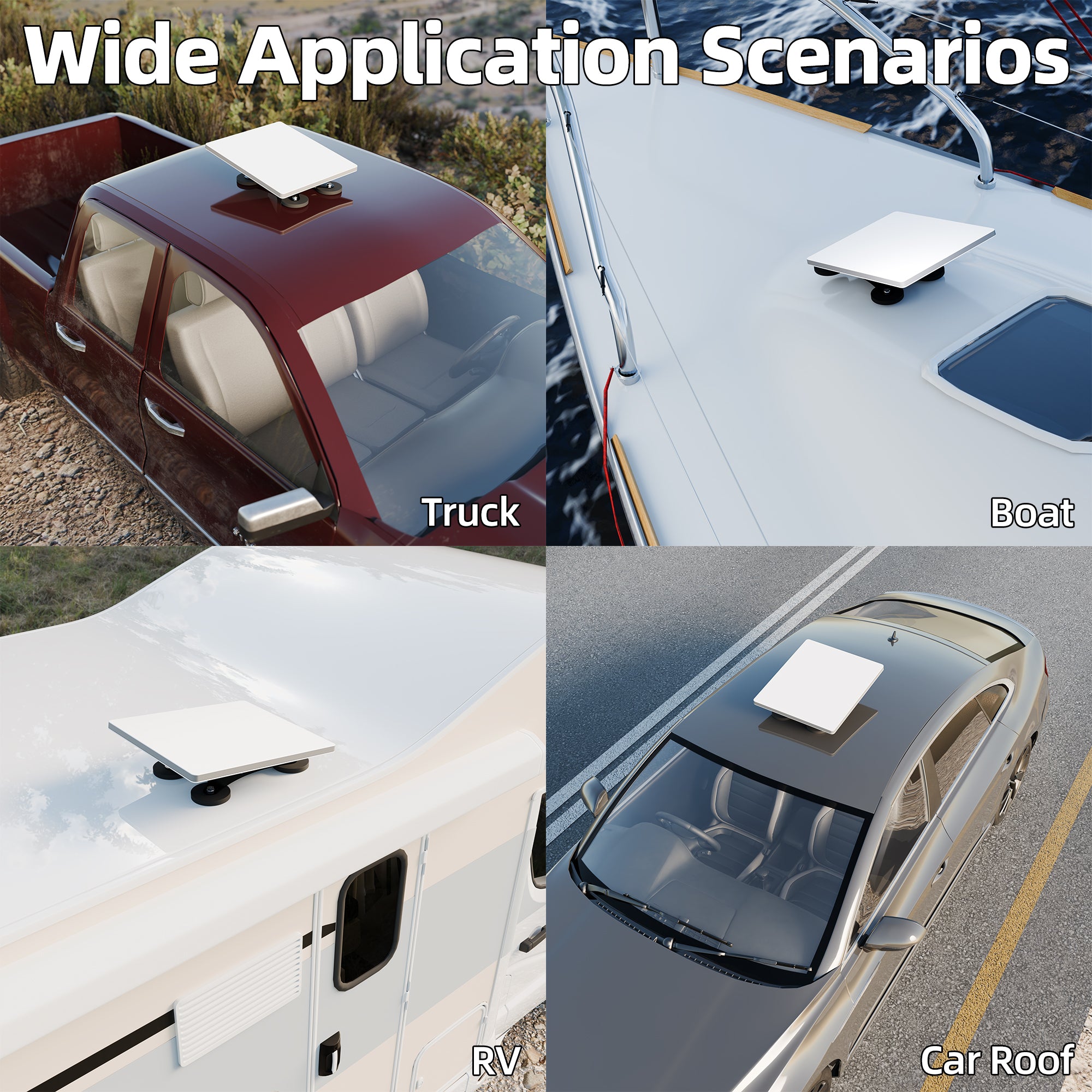 Overland/Marine: Quick Deployment & Retrieval of Mini on Vehicle/Deck via Magnetic Base for On-Demand Connectivity.