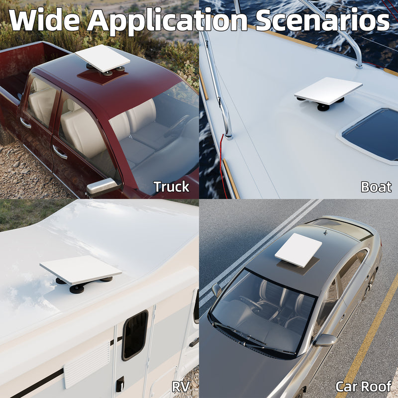 Overland/Marine: Quick Deployment & Retrieval of Mini on Vehicle/Deck via Magnetic Base for On-Demand Connectivity.