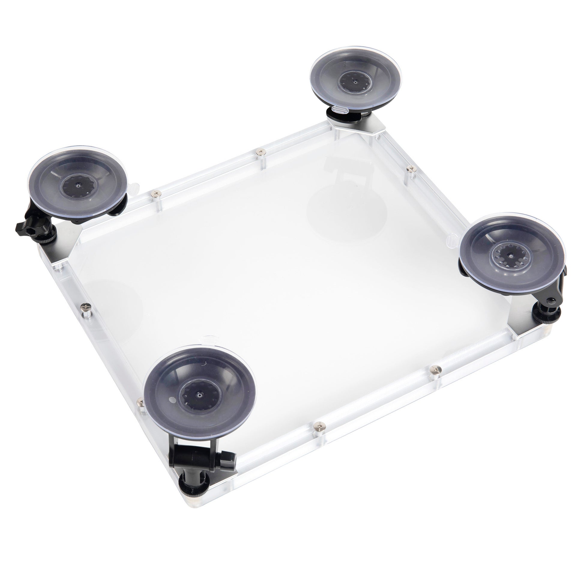 Quad Suction Mount Securing Starlink Mini on Windshield of High-Speed Overland Vehicle/RV.