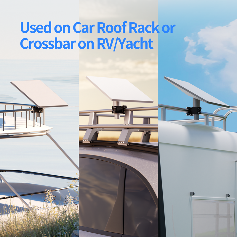 Mount Kit Installed on RV Ladder, Providing a Stable Elevated Platform for Starlink Mini.