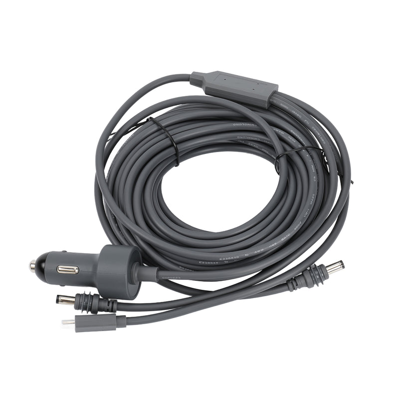 Close-up of 18V Boost Module and Three Connectors (USB-C PD, Car Plug, DC Barrel) on Starlink Mini Cable for Zero Voltage Drop.