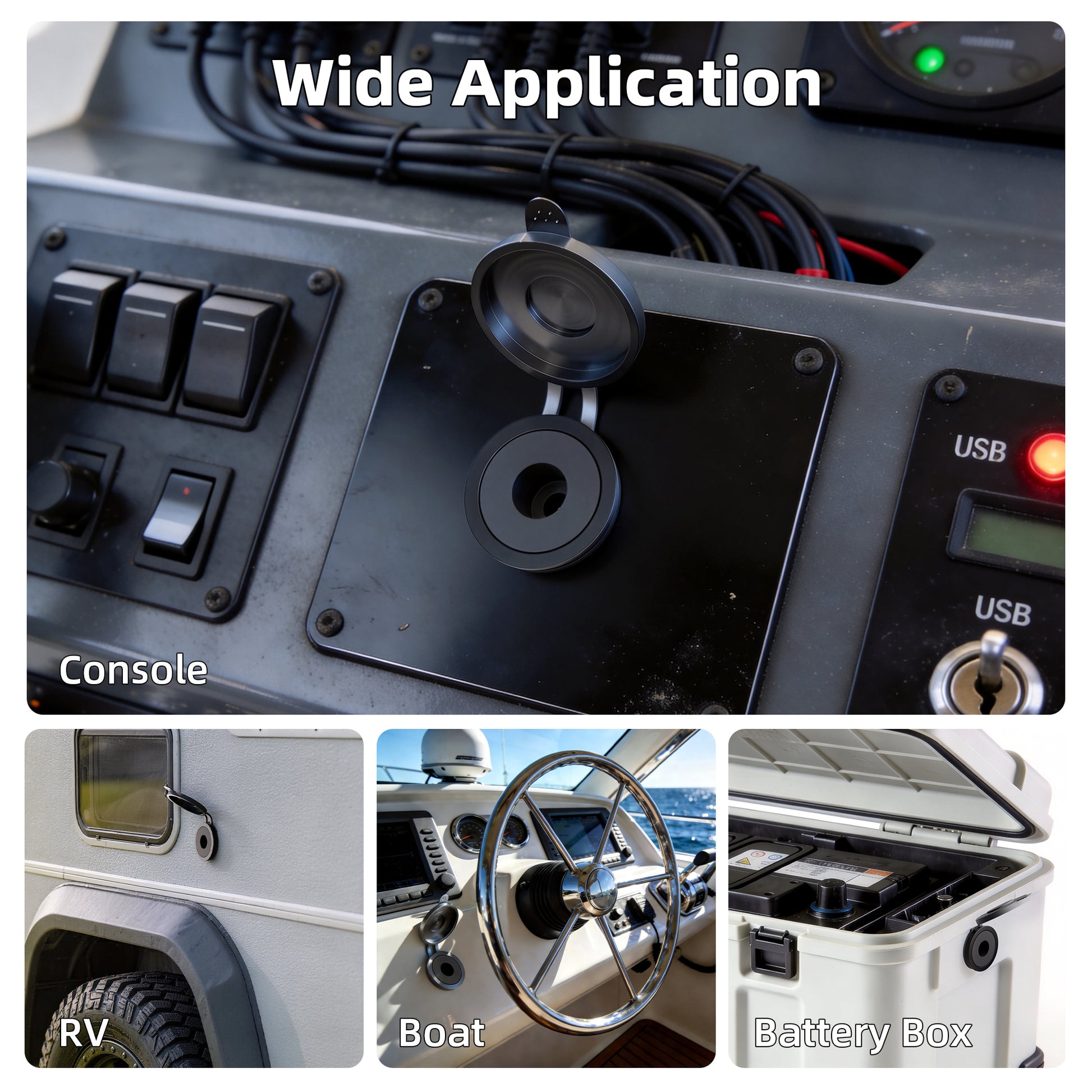Professionally Installed Starlink Mini Power Socket on RV Exterior or Boat Console, Showing High Integration and Durability.