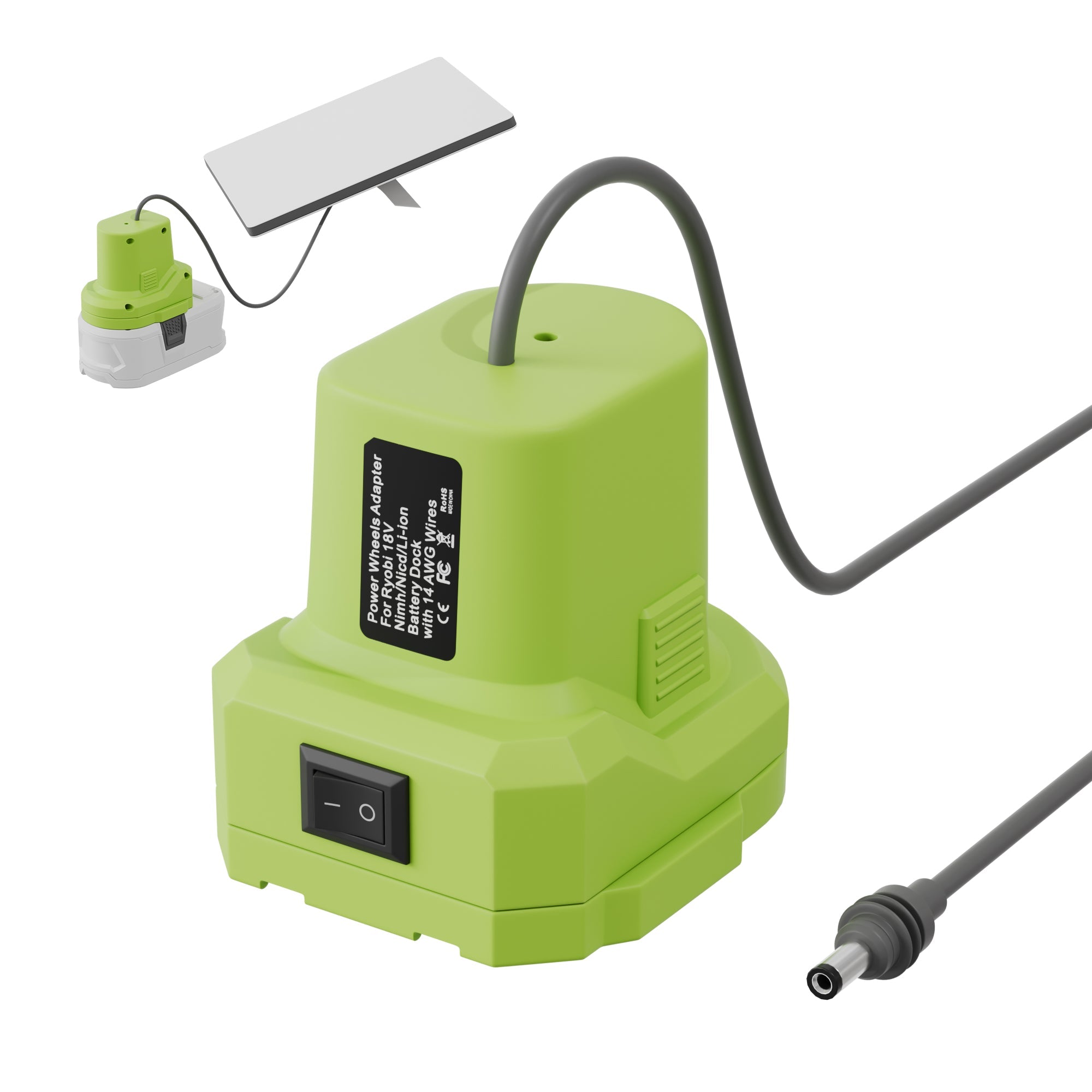 Starlink Mini 18V Battery Adapter, Compatible with Ryobi, Built-in Switch, Converts Tool Battery to Off-Grid Power.