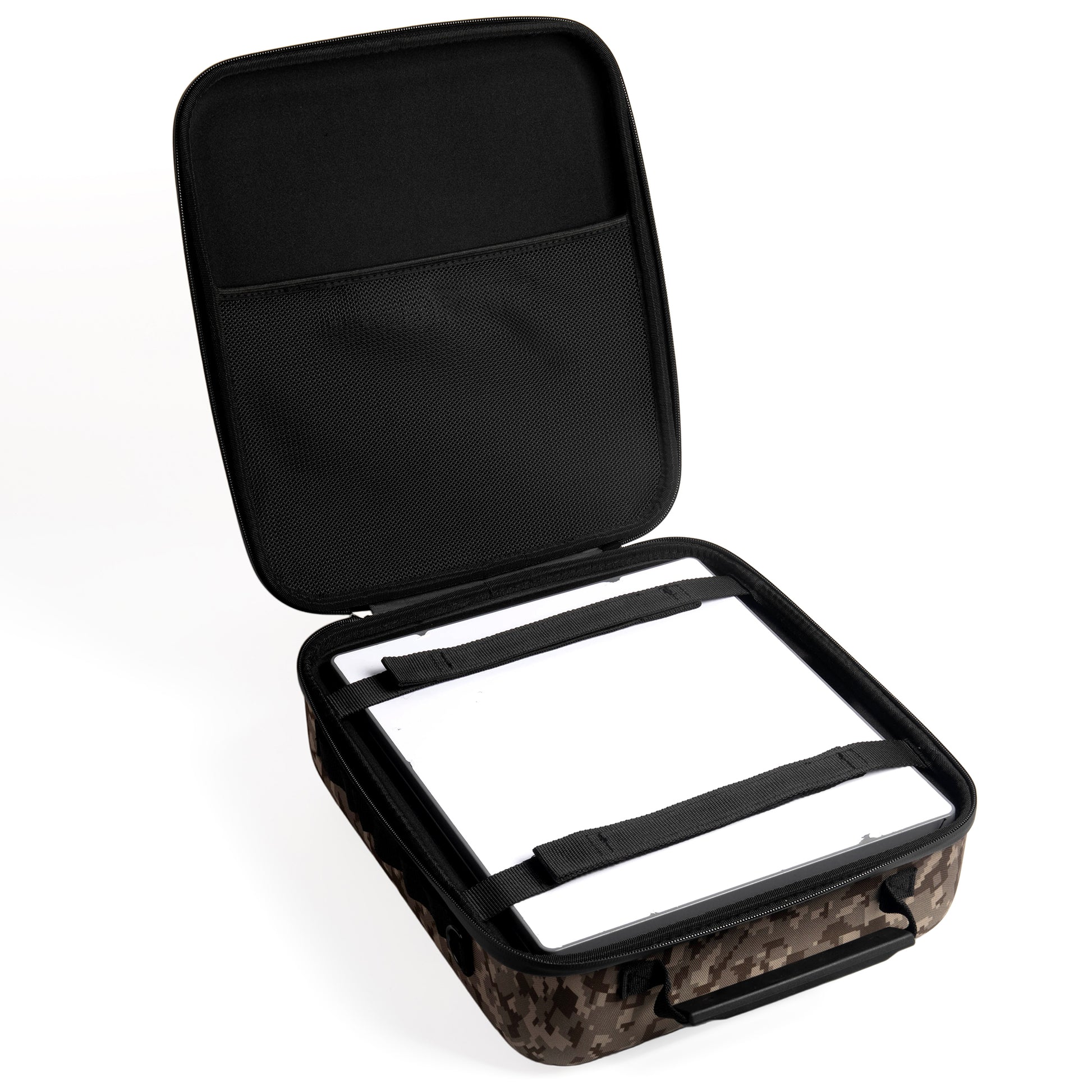 Top-Down View of Full Kit Organized Inside: Dish, Power, Cables, Adapters, and Mounts Compactly Stored.