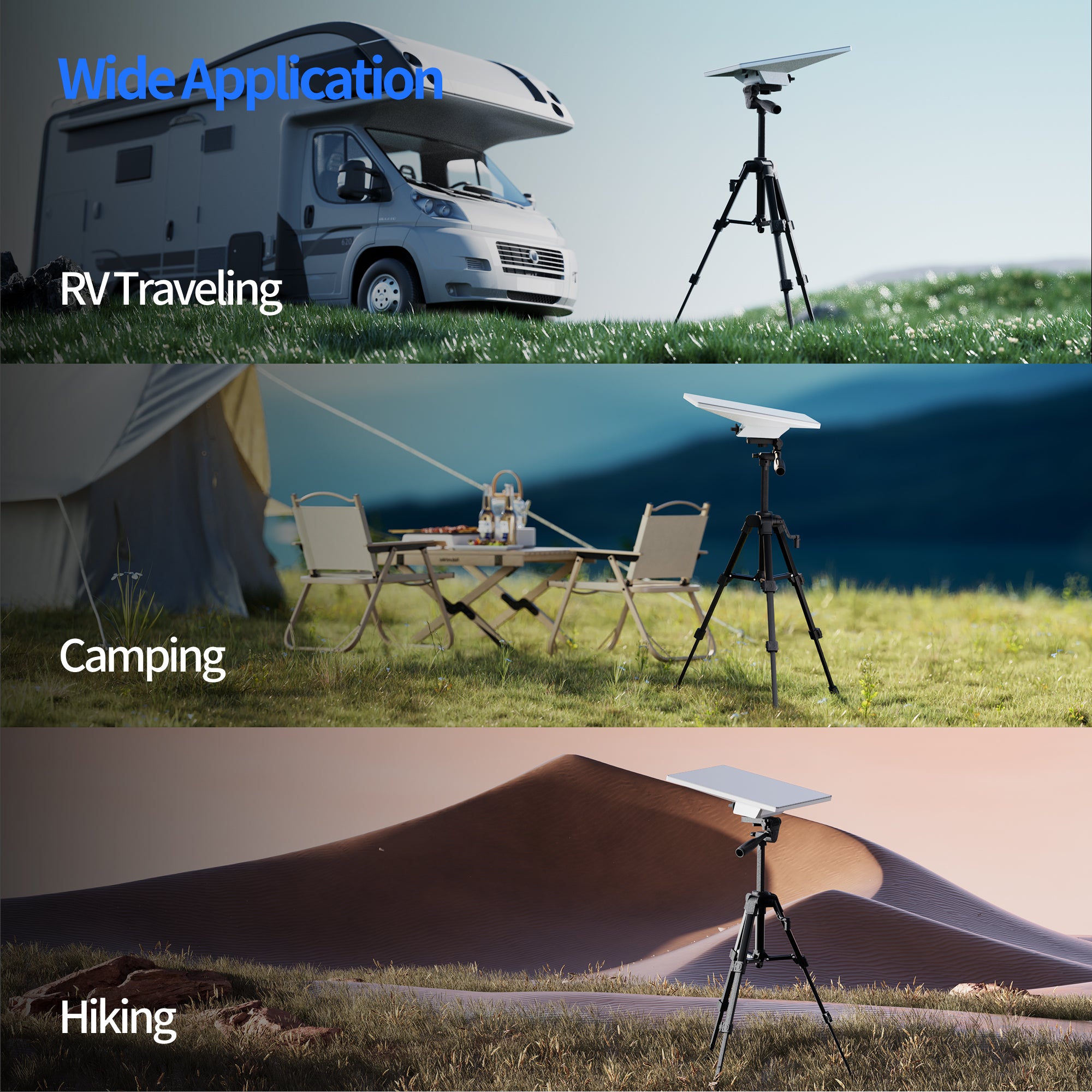 Ultra-Portable Starlink Mini Tripod Fits Inside Backpack, Essential for Camping, Overlanding, and Remote Work.