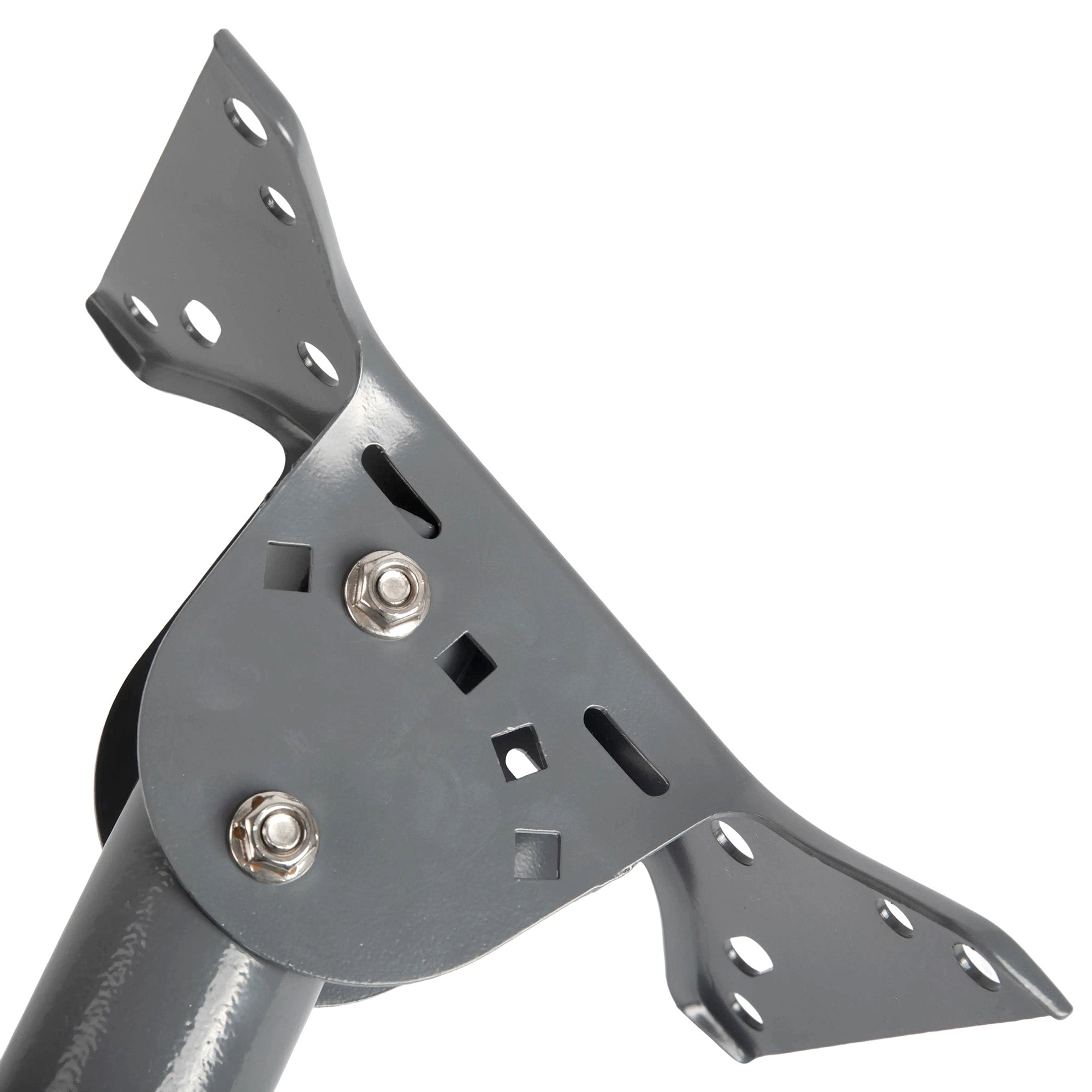 Two-Piece Adjustable Arm for Eave Clearance, Offering Flexible Placement Where Standard Mounts Fail.