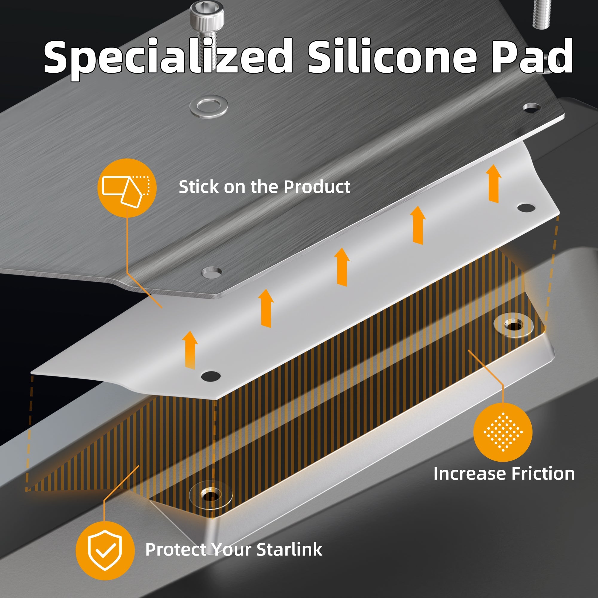 Custom Silicone Pad Dampens Road Vibrations and Prevents Scuffs, Acting as a Protective Buffer.