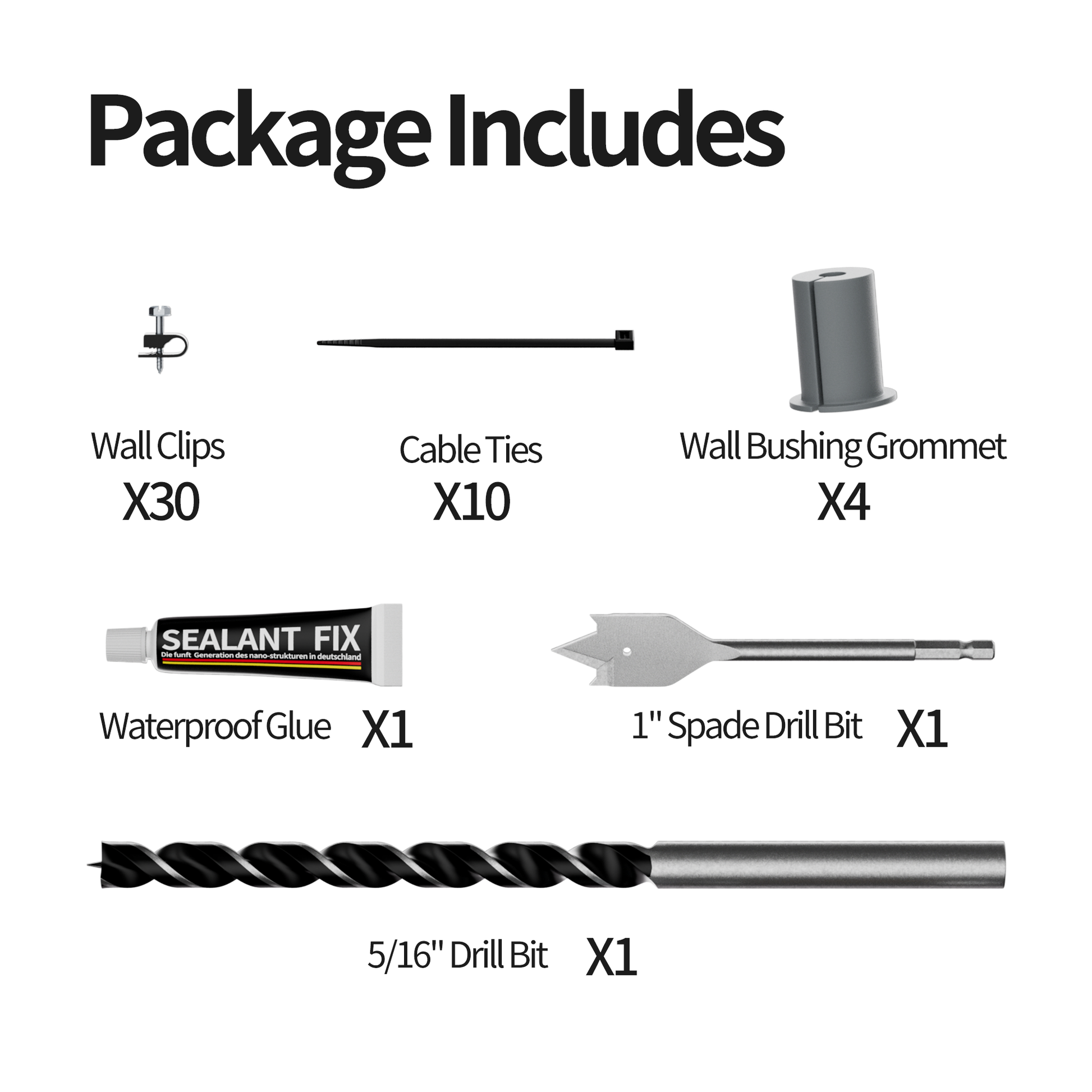 1″ Spade Bit & 5/16″ Twist Bit for Creating Clean, Debris-Free Entry Points Through Wood, Drywall, and Siding.